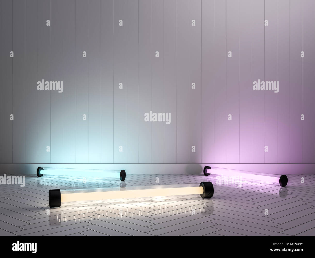 Empty wall with lamps. 3D rendering Stock Photo - Alamy
