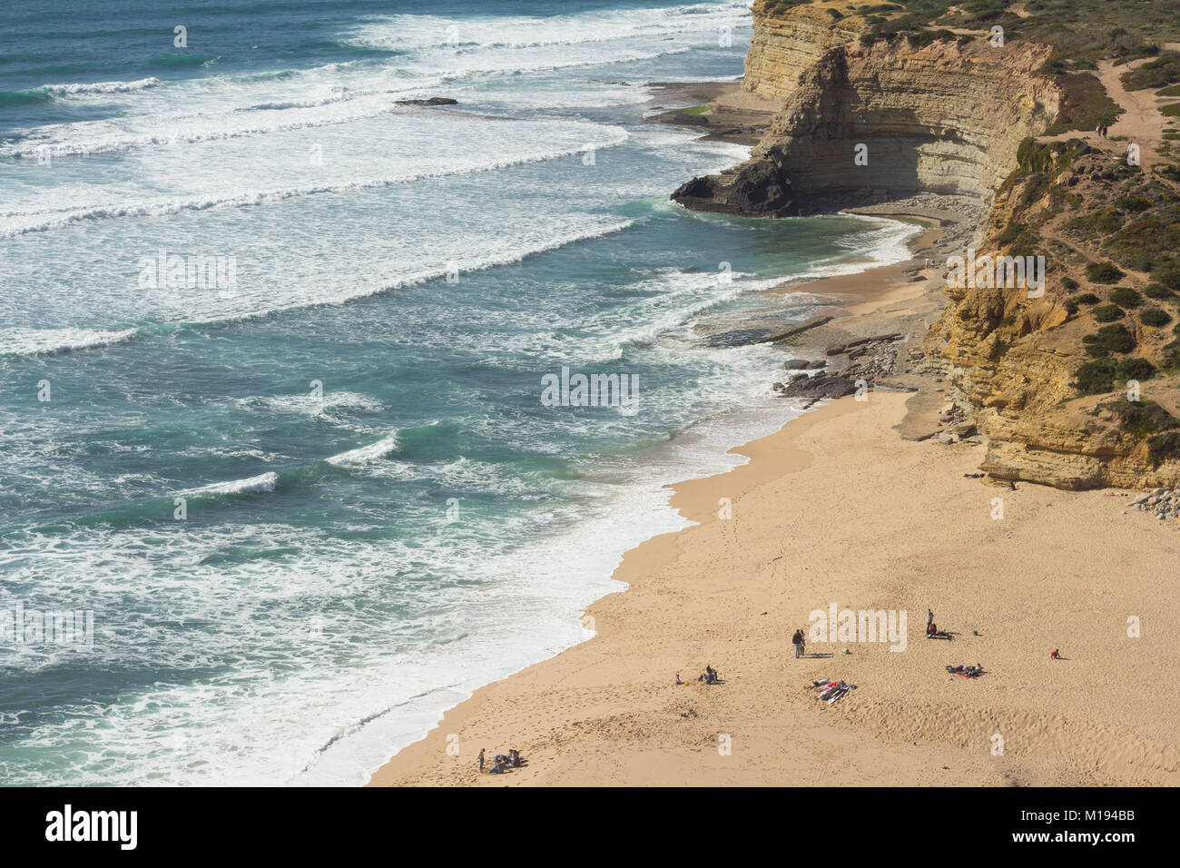 atlantic ocean coastline and beach in portugal Stock Photo