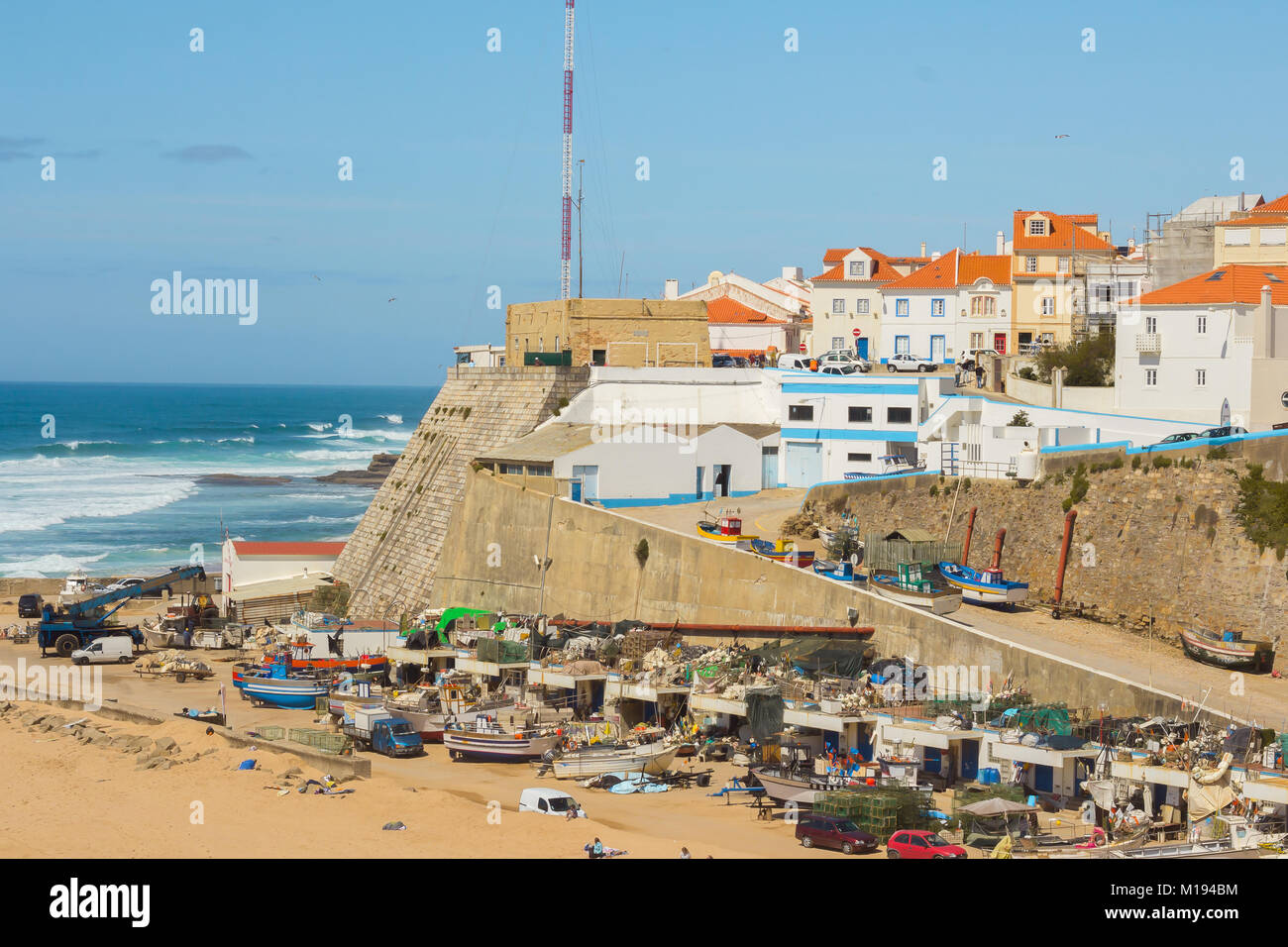 Ericeira town harbor on Portugal coast Stock Photo