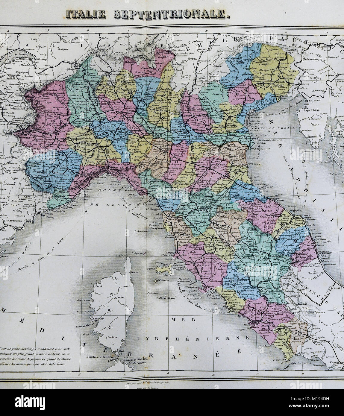 1877 Migeon Map - North Italy - Stock Photo