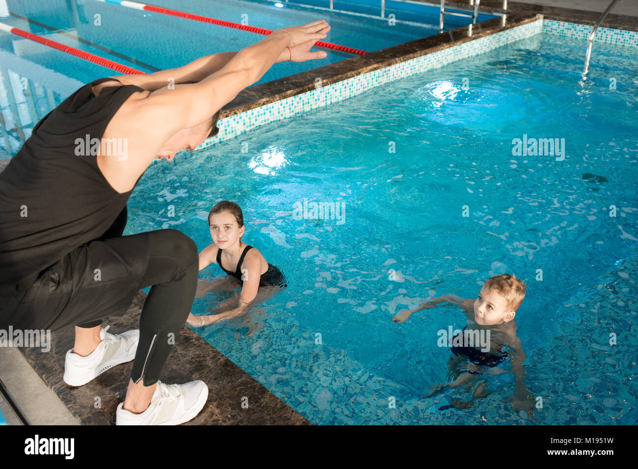 Swimming Coach at Work Stock Photo Alamy