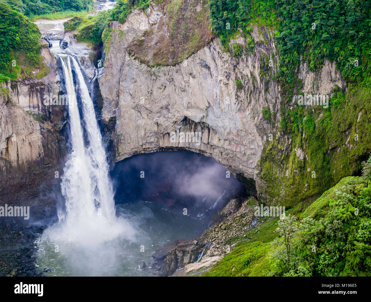 Impressive San Rafael waterfalls in the lush rainforest of Ecuadorian Amazon Stock Photo