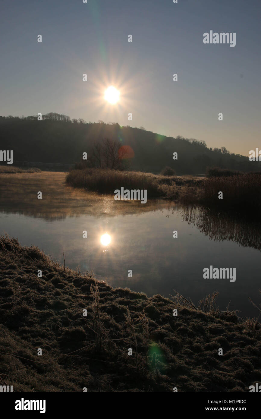 A frosty morning in Amberley  West Sussex Stock Photo