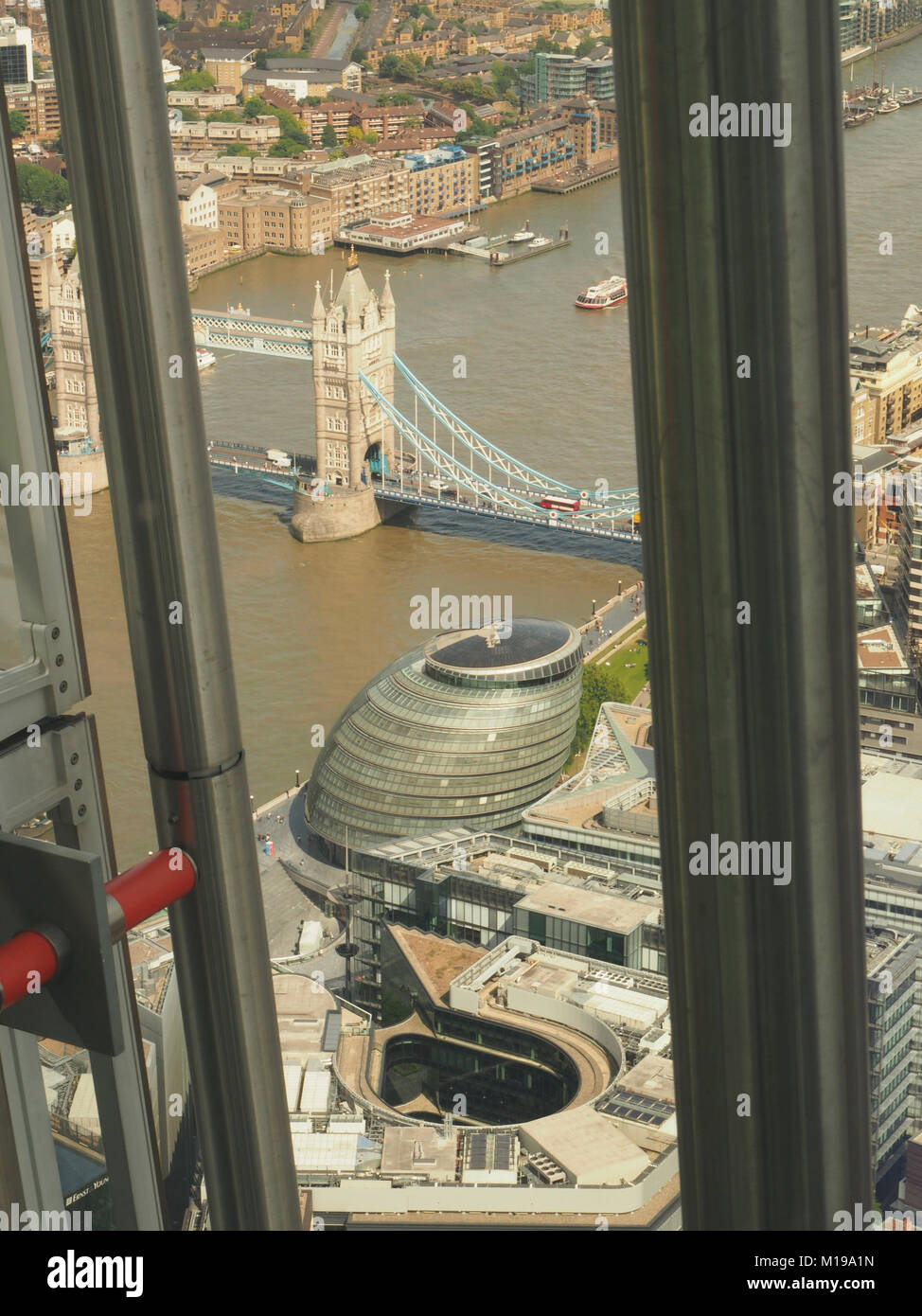 A view from the highest viewing floor, 27, of The Shard, London ...