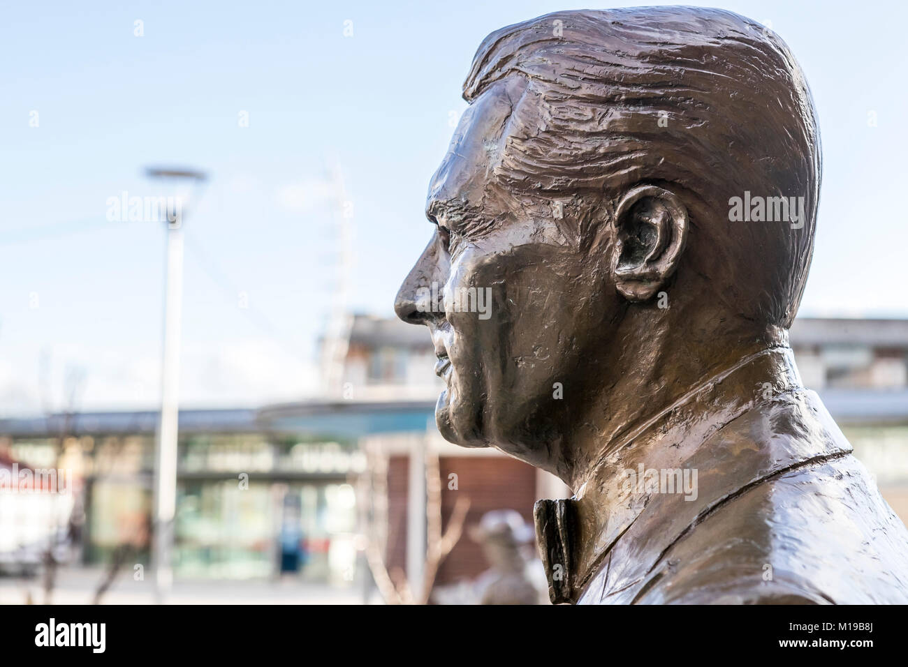 Bronze statue of movie star Cary Grant. Bristol famous. Millenium Square, Bristol, UK. Stock Photo