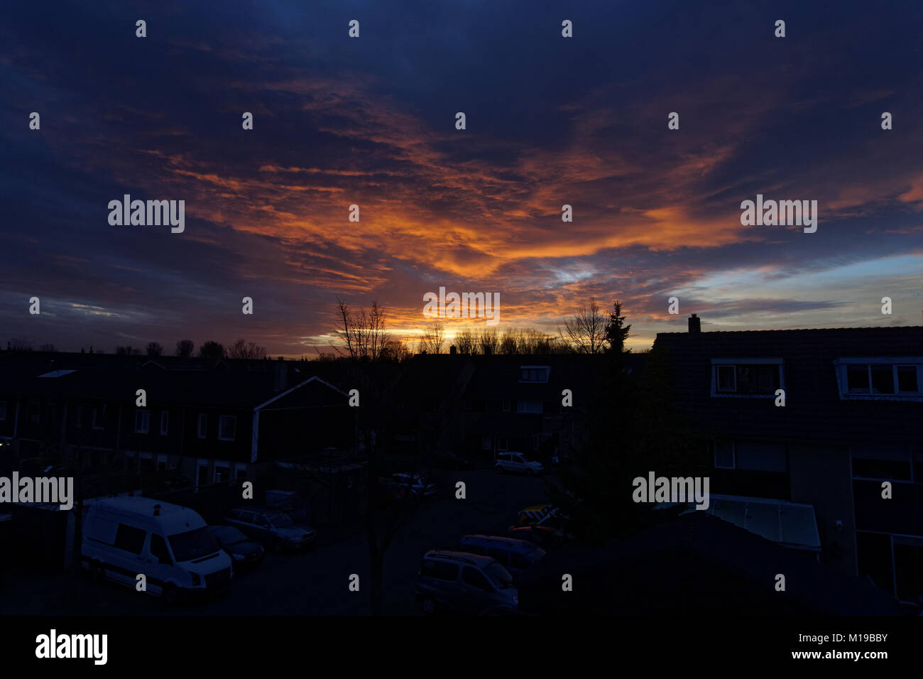 Orange clouds sunset Stock Photo