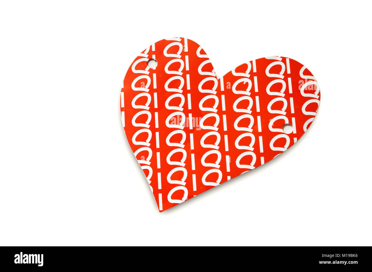Red paper heart with white figures on white background Stock Photo - Alamy