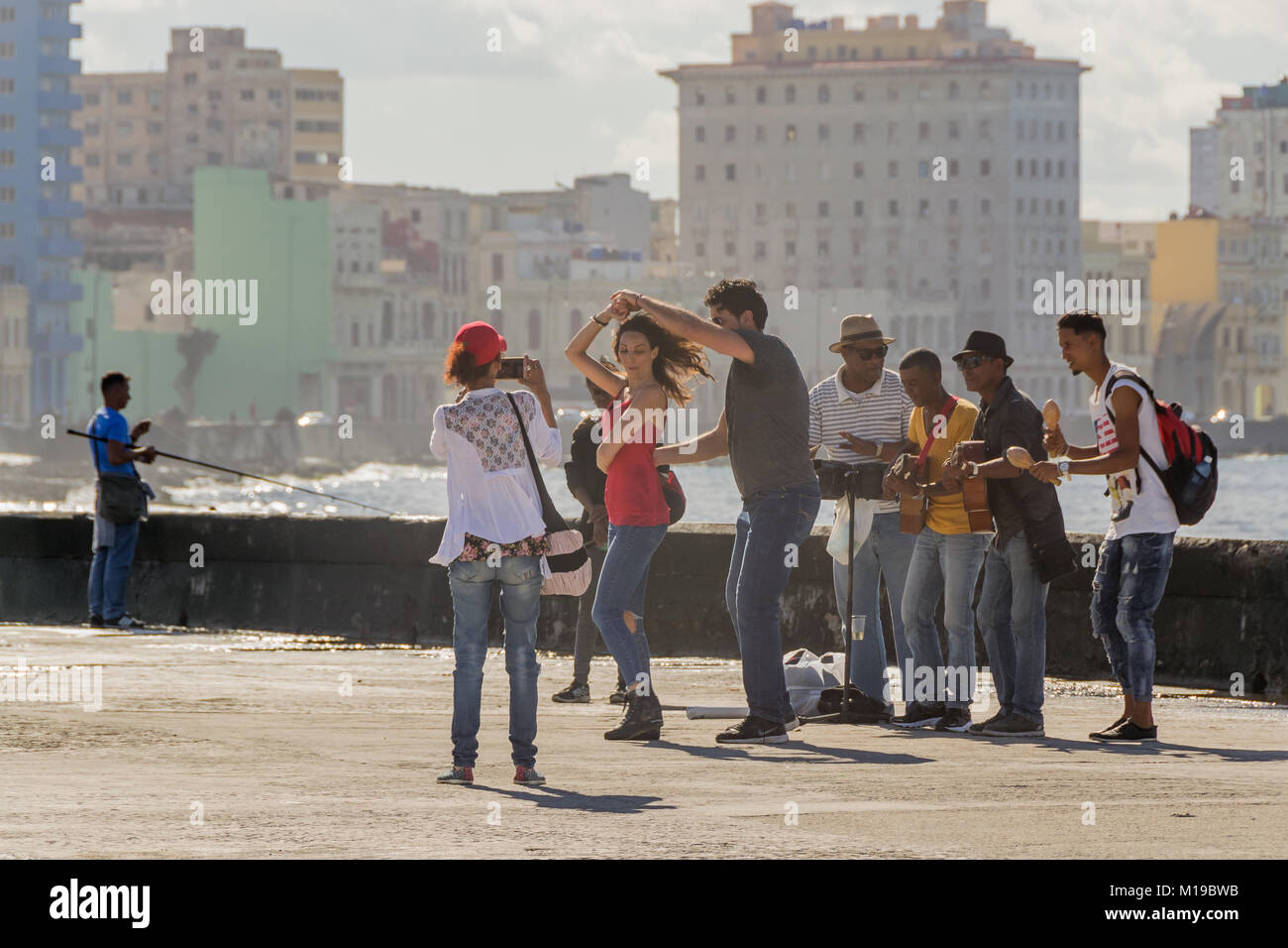 Group of musicians and dancers in Havana Stock Photo