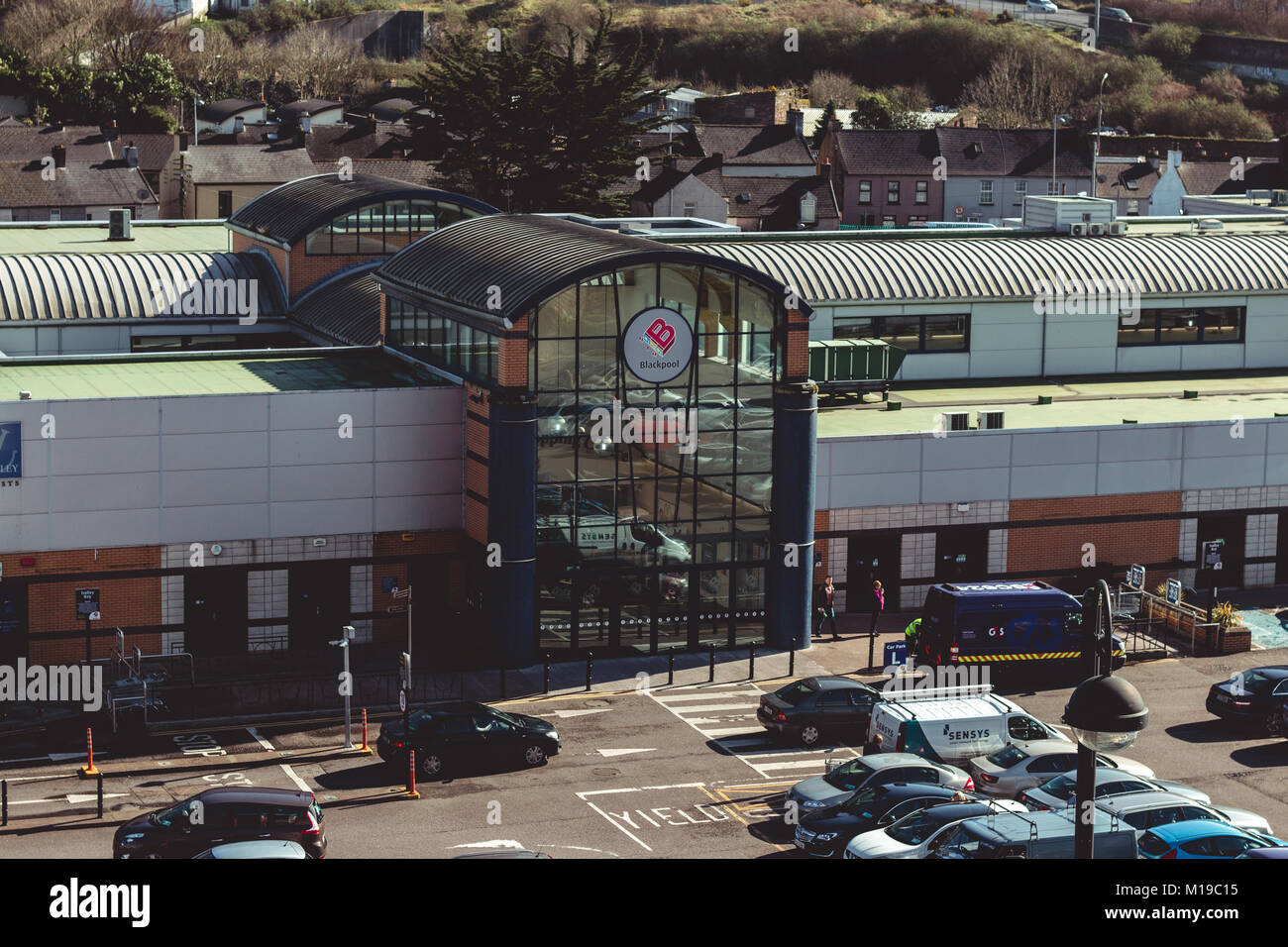 February 28th, 2017, Cork, Ireland aerial view of Blackpool Shopping