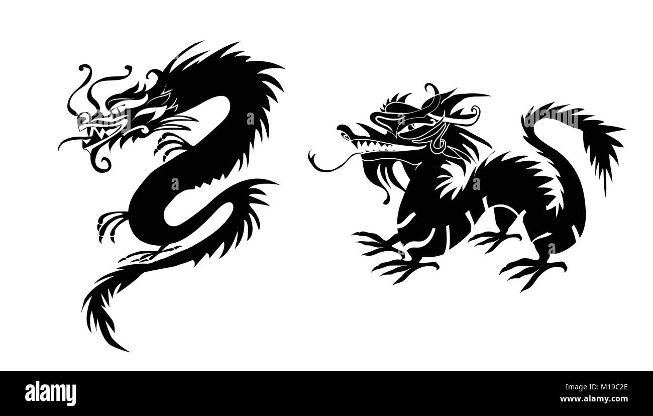 paper cut out of a Dragon china Stock Vector