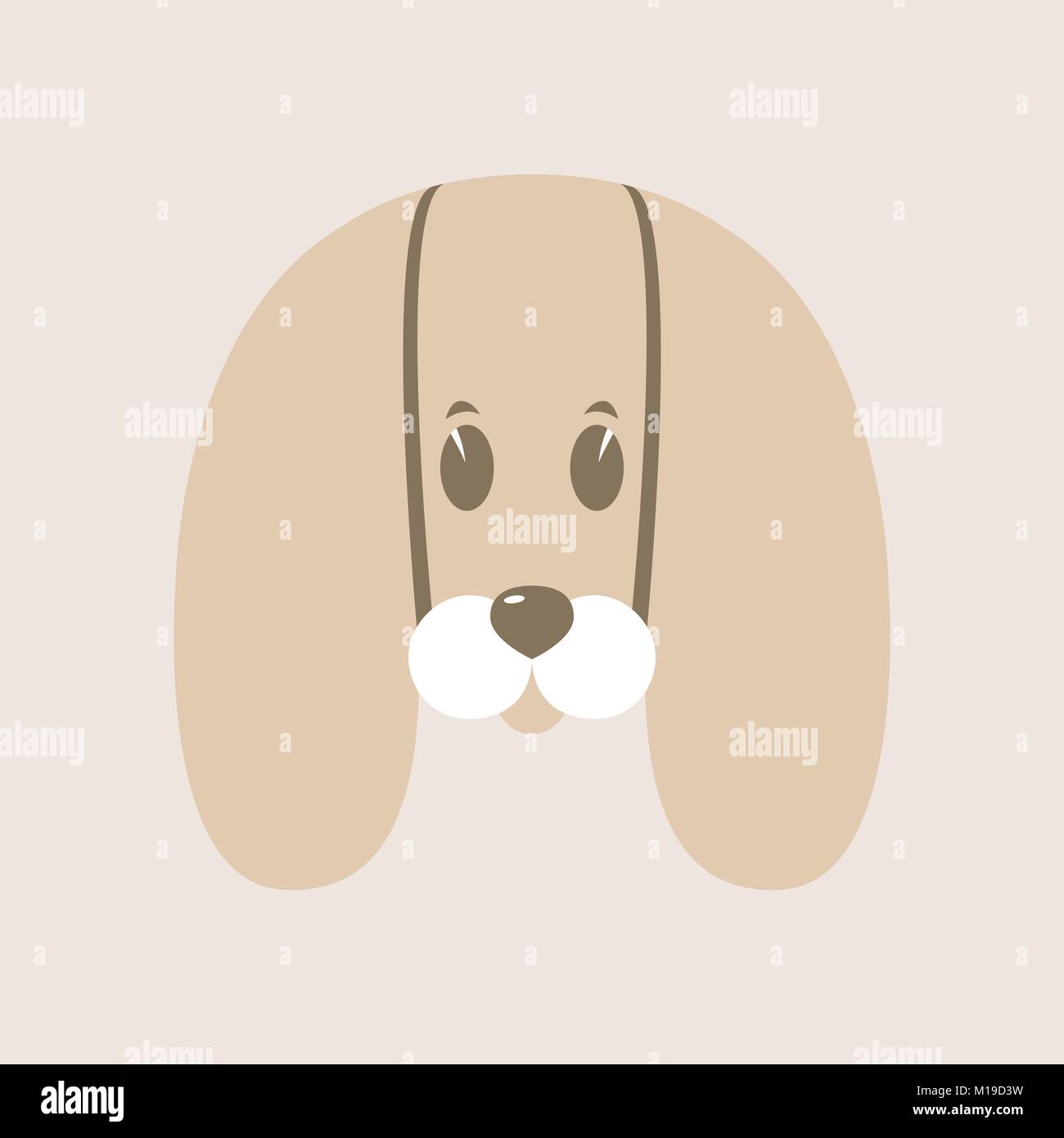 rabbit face cartoon vector illustration flat style front side Stock ...