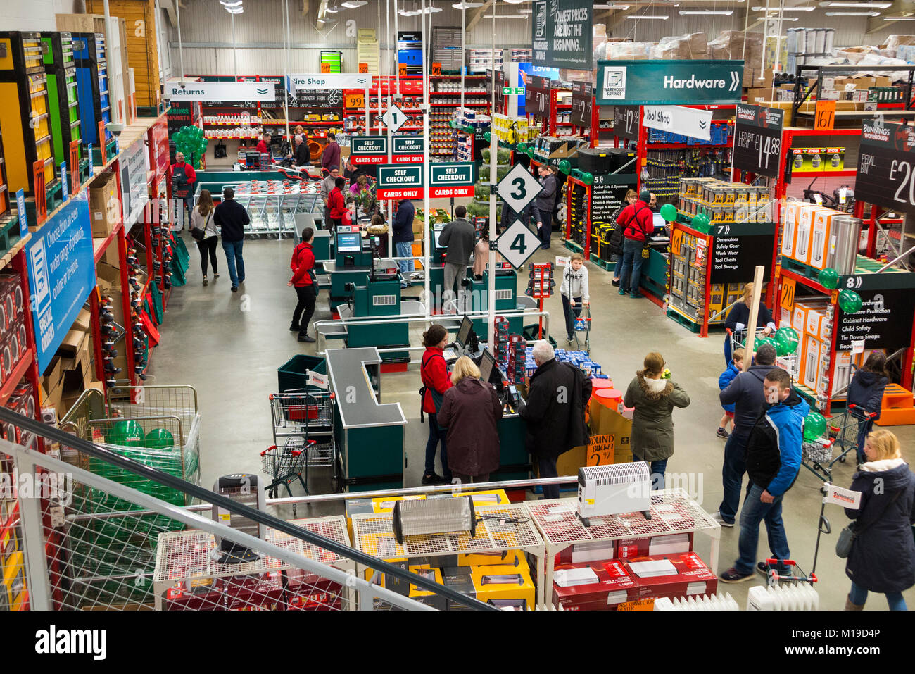 General interior view inside a new UK Bunnings Warehouse DIY super