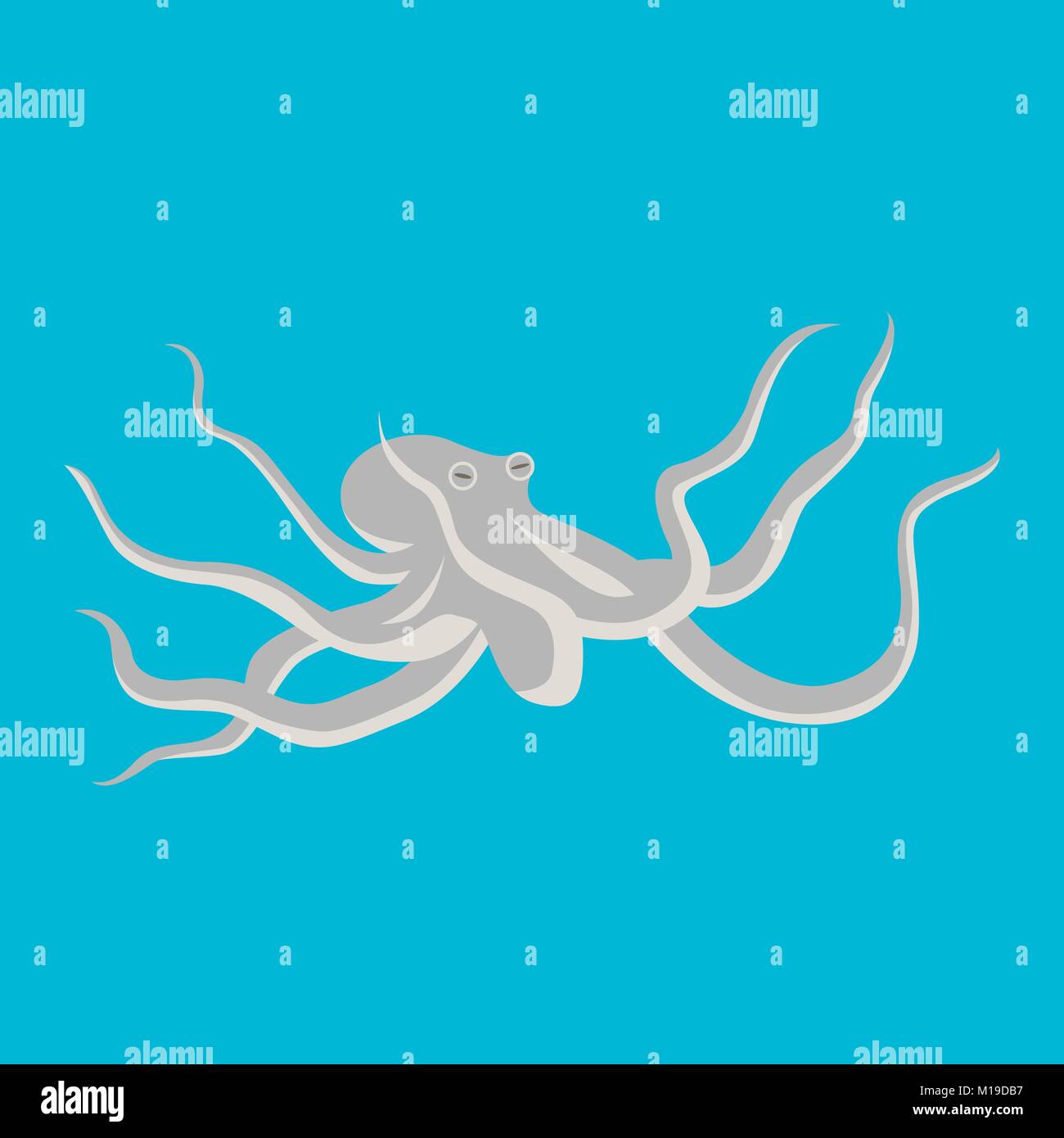 octopus  cartoon vector illustration flat style front side Stock Vector