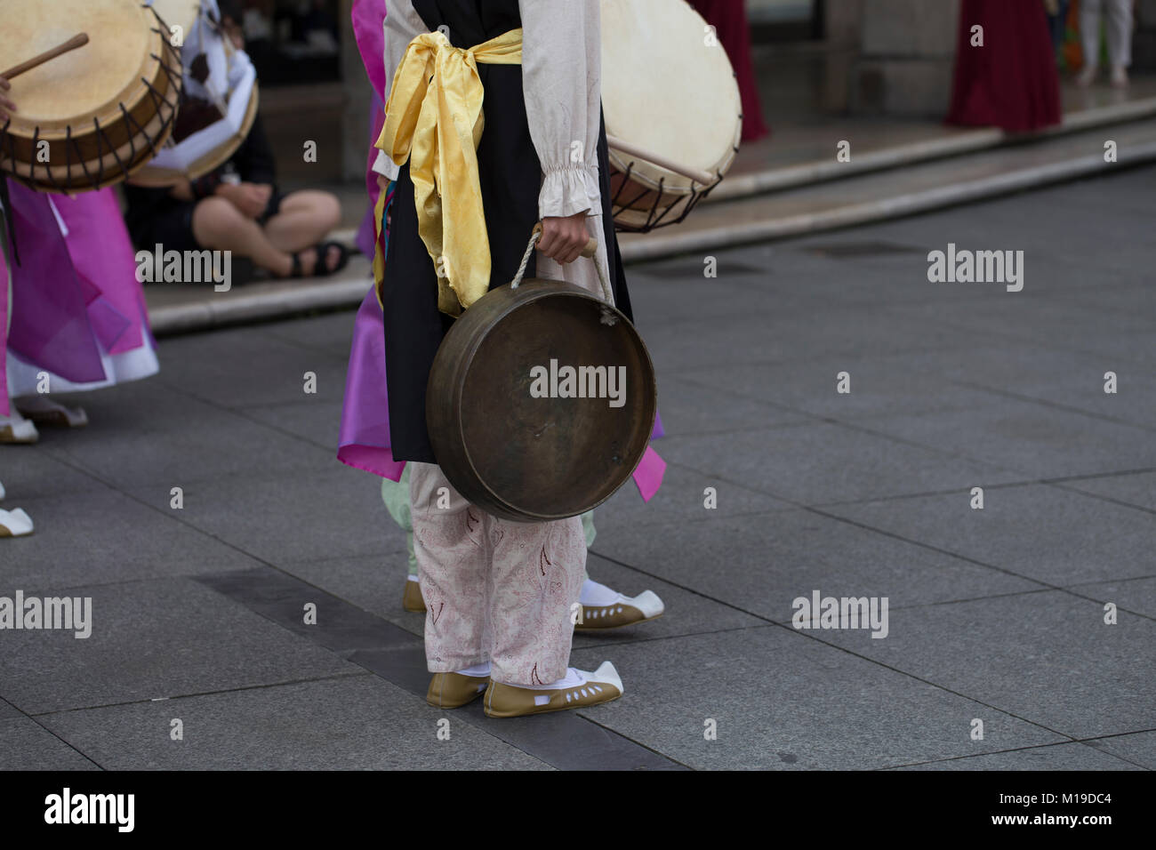Traditional korean dance/music group Stock Photo