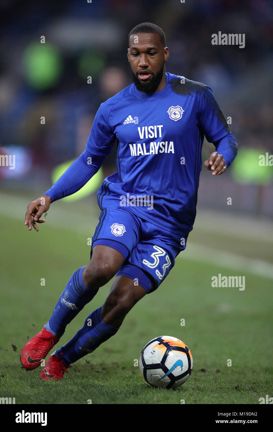 Cardiff City's Junior Hoilett during the Emirates FA Cup, Fourth Round match at Cardiff City Stadium Stock Photo