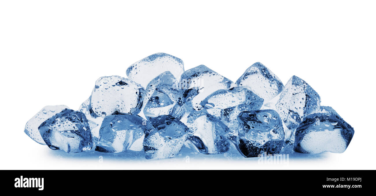 Ice cubes with water drops isolated on white background Stock Photo - Alamy