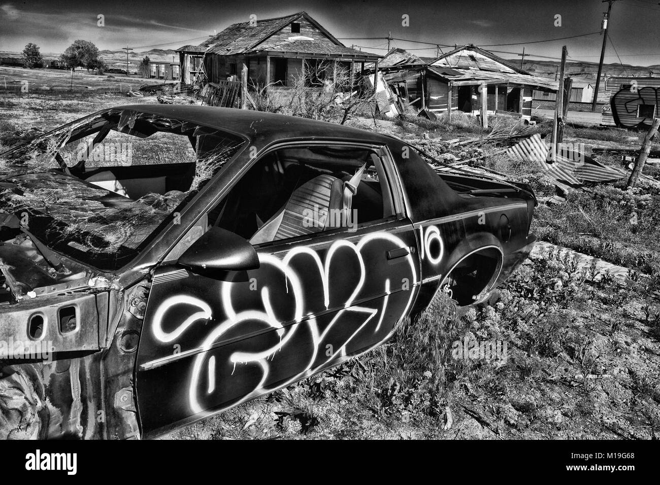 Car junk yard in Ghost Town in Utah Stock Photo Alamy