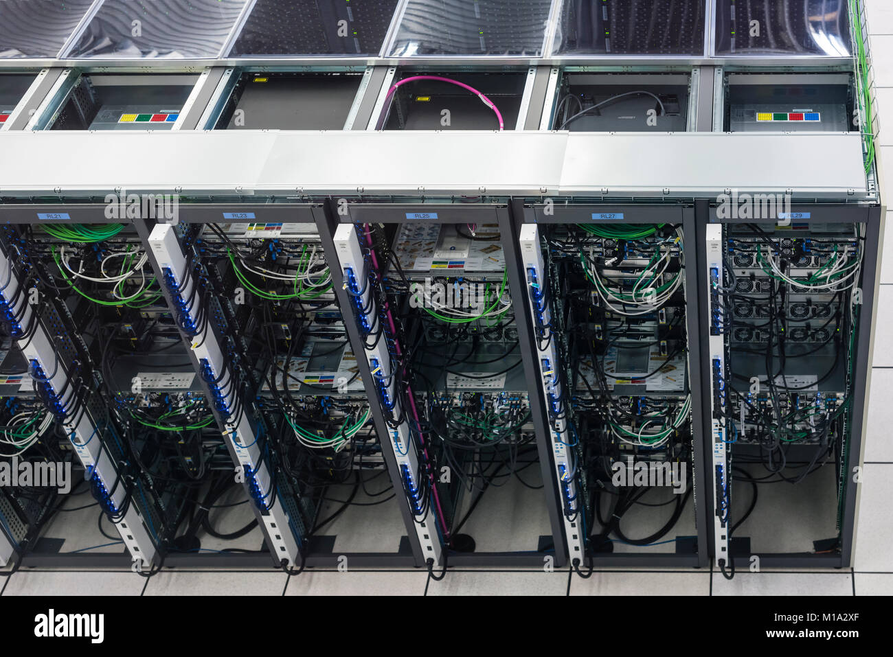 Geneva, Switzerland - 26 Jan 2018: Servers at the data centre of the European Organization for Nuclear Research (CERN) in Geneva, Switzerland. Stock Photo