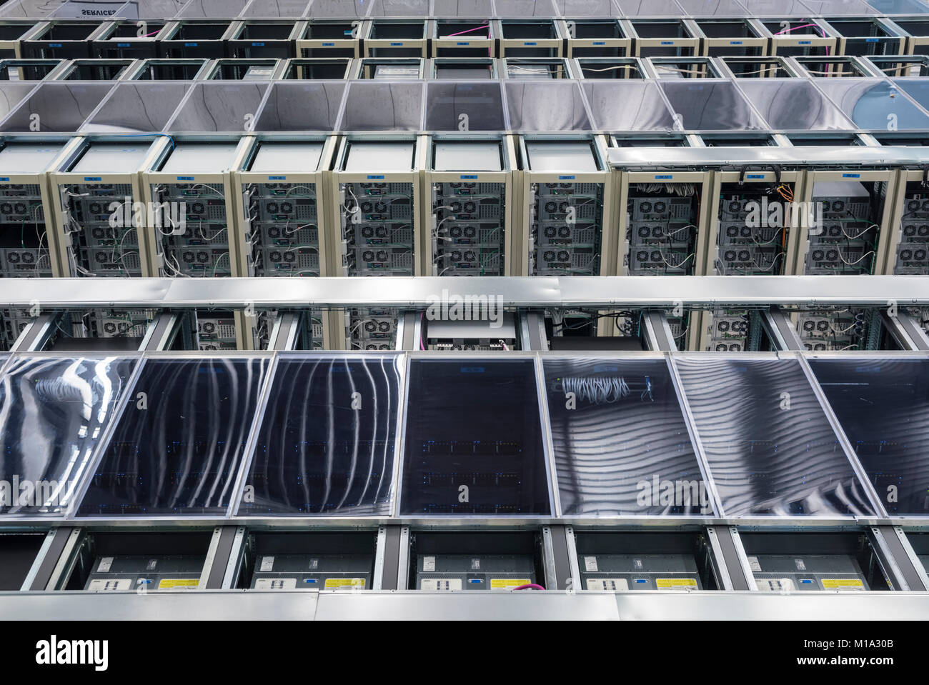 Geneva, Switzerland - 26 Jan 2018: Servers at the data centre of the European Organization for Nuclear Research (CERN) in Geneva, Switzerland. Stock Photo