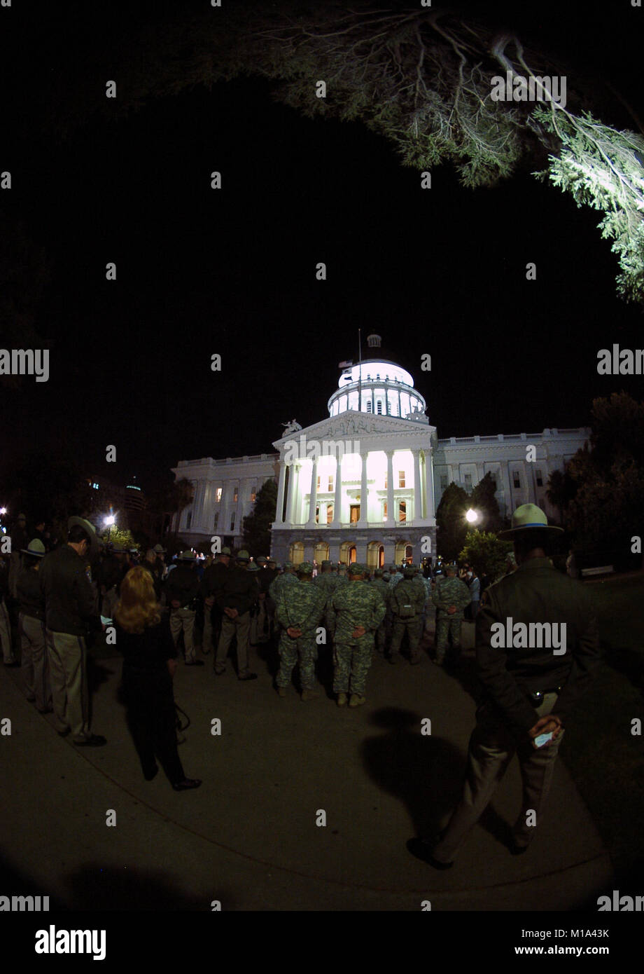 110911-Z-WM549-005 California National Guard members join civilians and law enforcement personnel on the west steps of Sacramento's Capitol Building Sept. 11 in an early-morning remembrance of the 10th anniversary of 9/11. (Army National Guard photo/Spc. Eddie Siguenza) Stock Photo