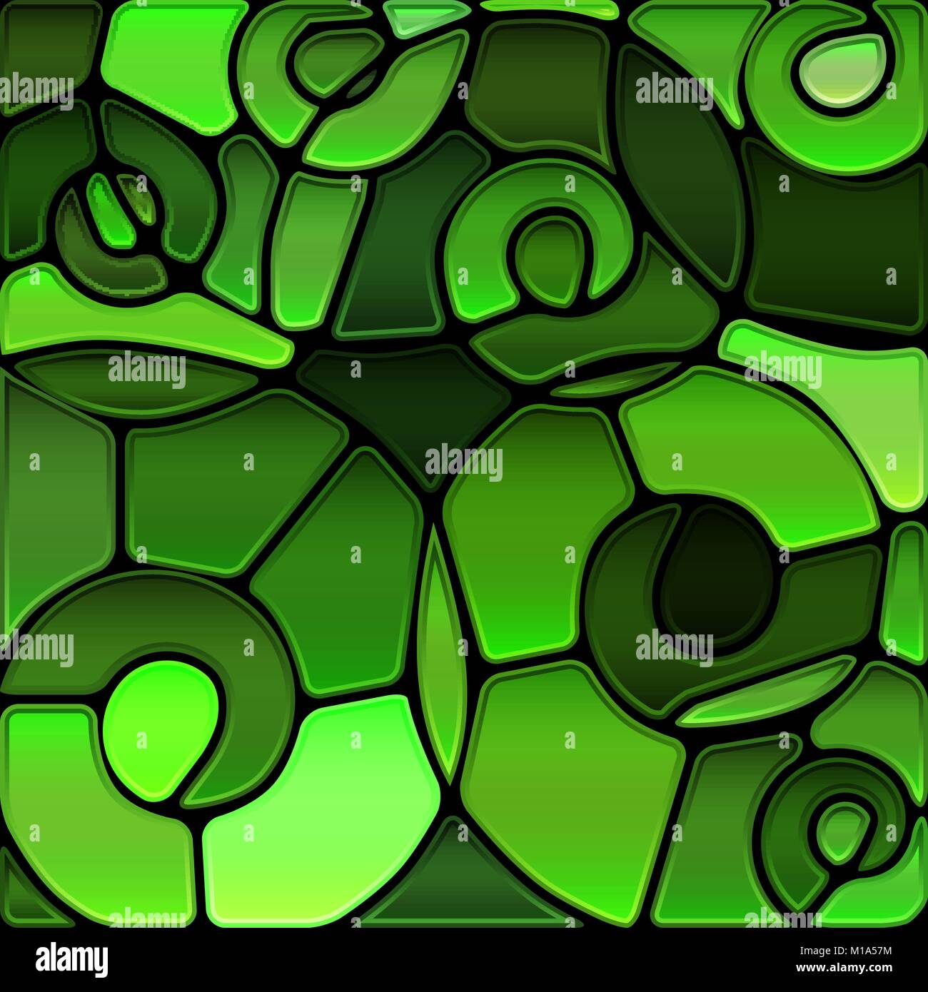 abstract vector stained-glass mosaic background - green spirals Stock ...