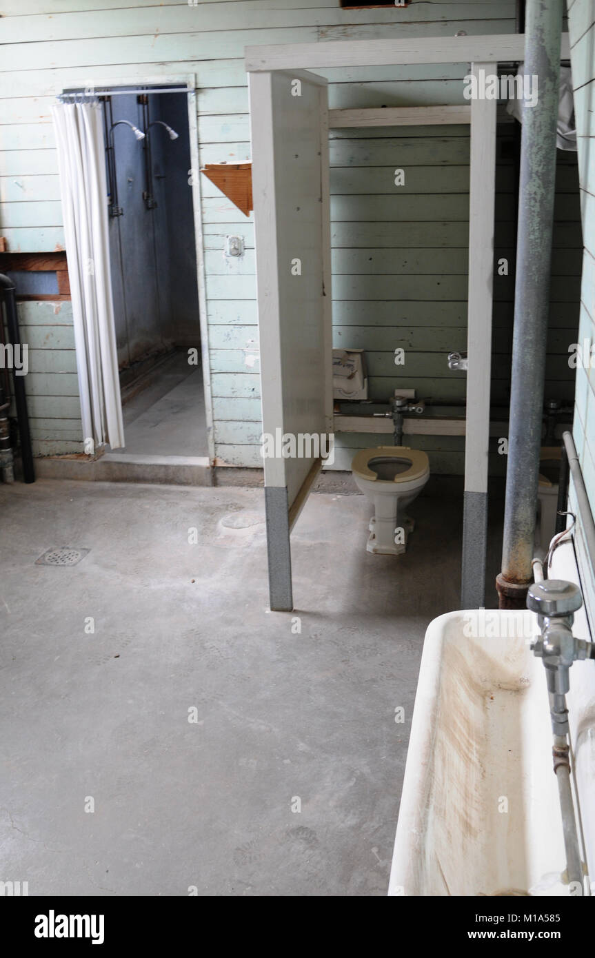 The latrine Inside a current transient barrack. A lot of these are set