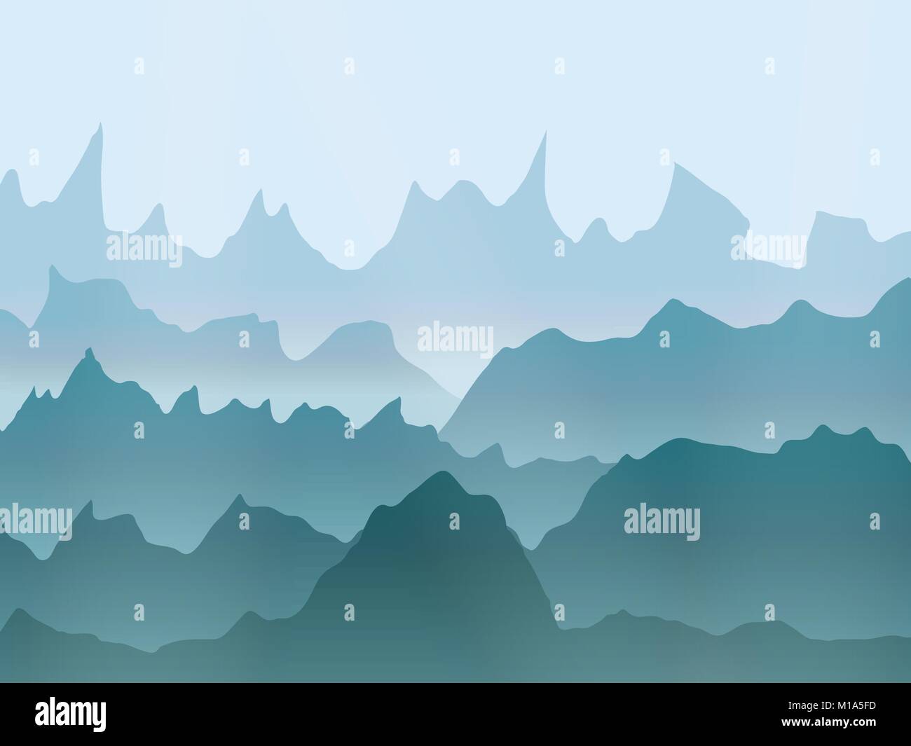 abstract vector watercolor misty mountains landscape Stock Vector