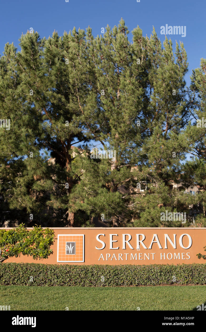 Serrano apartment homes roadside sign in Irvine California USA Stock Photo Alamy