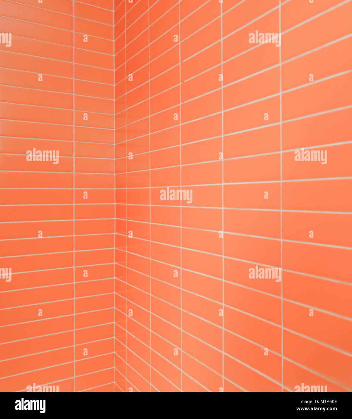 bright orange bathroom tile Stock Photo