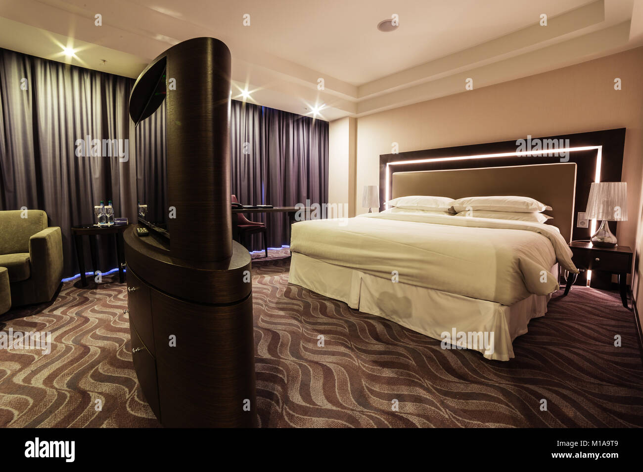 interior design of luxury hotel bedroom Stock Photo - Alamy