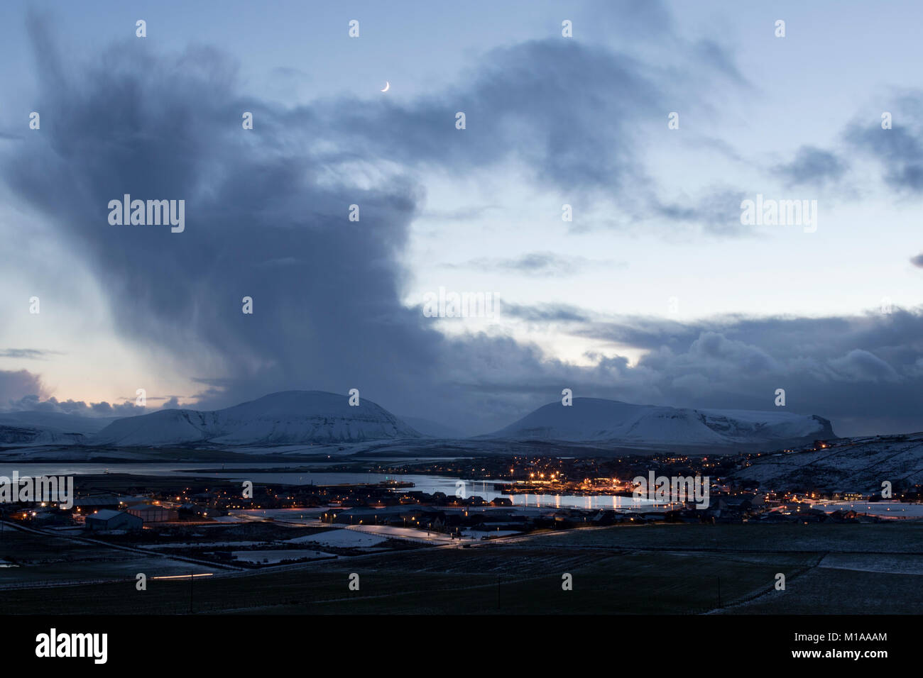 Stromness at dusk, Orkney isles Stock Photo