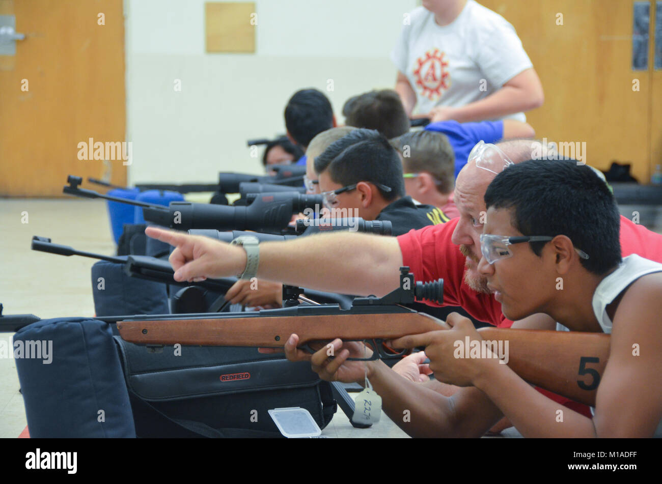 More than 200 members of the California Cadet Corps from 16 schools traveled to the California Military Institute in Perris, California, on Saturday for this year's State Academic, Athletic, Marksmanship, Community Emergency Response Team (CERT) Competition. Currently in more than 50 elementary, middle and high schools across the state and comprising 5,000 cadets, the Cadet Corps develops youths with leadership skills and discipline who perform well academically and serve their communities. Photo by Brandon Honig Stock Photo