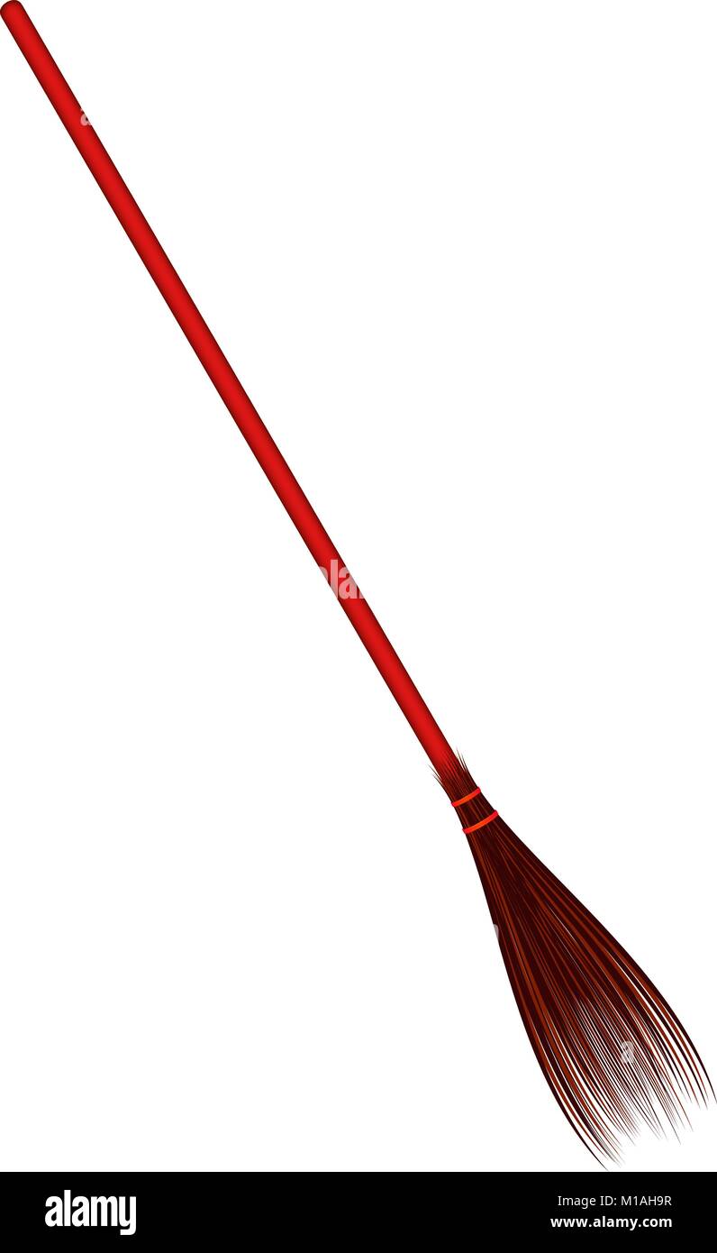 Vintage broom in red design on white background Stock Vector Image