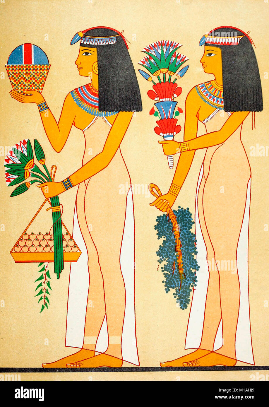 Offering of Flowers and Fruits (Necropolis of Thebes, XIX Dynasty) Stock Photo