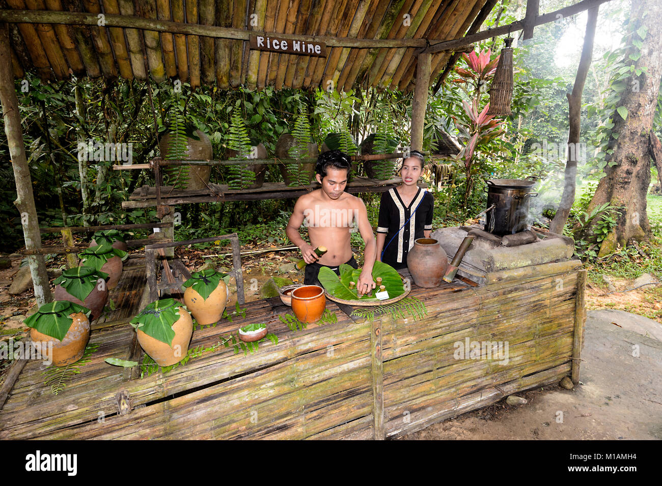 Stall of rice wine tasting at Mari Mari Cultural Village, Kota Kinabalu, Sabah, Borneo, Malaysia Stock Photo