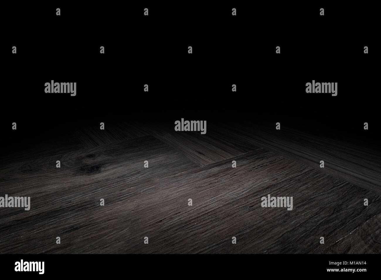 Dark Plank wood floor texture perspective background for display or montage of product,Mock up template for your design. Stock Photo