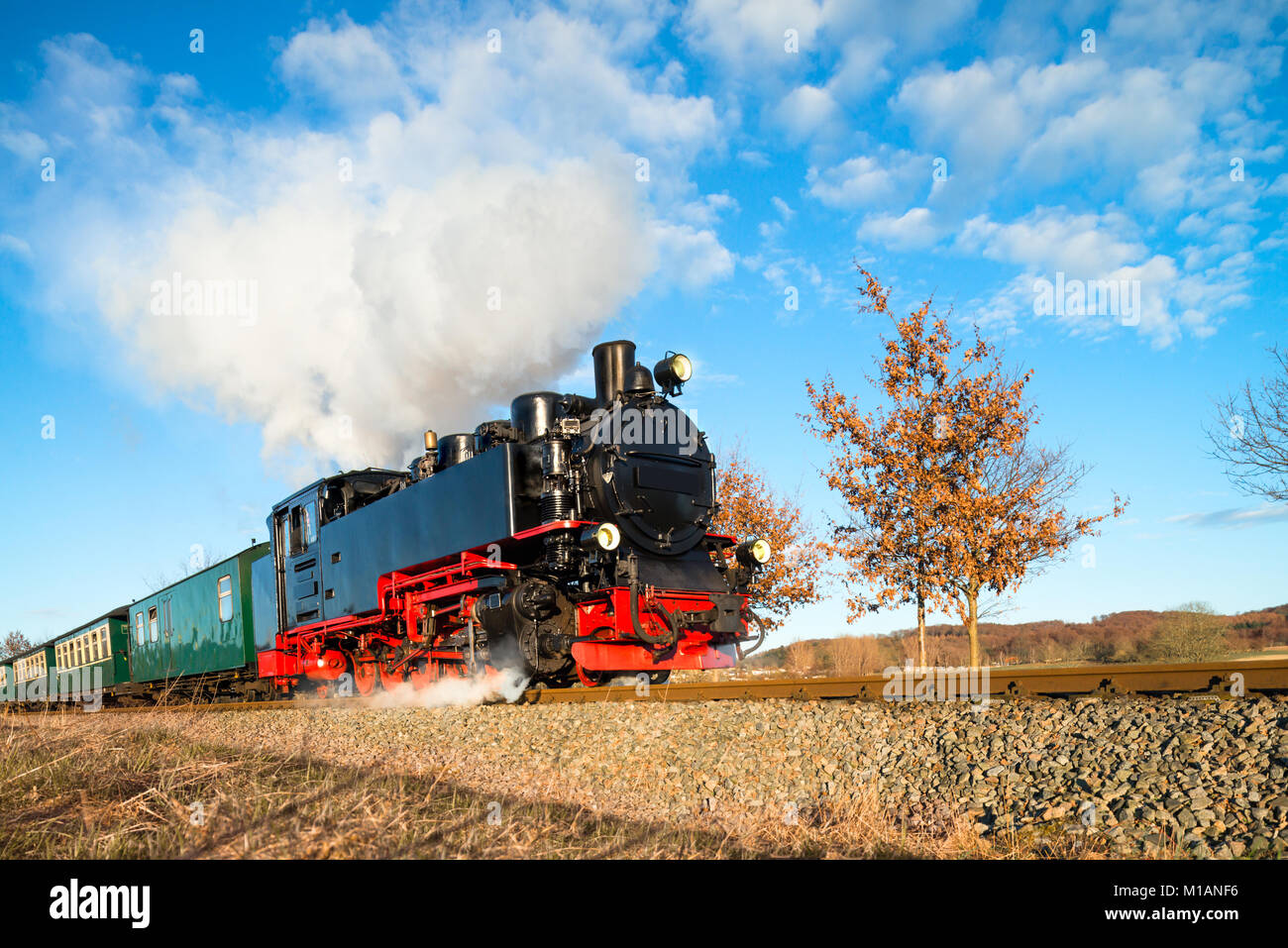 Historical steam train on island Rugen in Germany Stock Photo Alamy