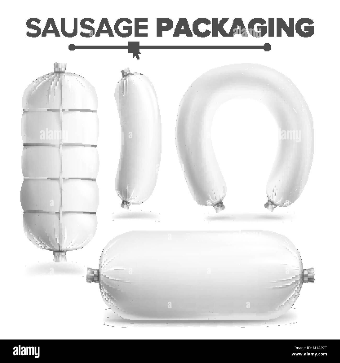 Download Sausage Package Set Vector White Mock Up For Branding Design Clean Plastic Packaging For Meat Product Isolated Illustration Stock Vector Image Art Alamy