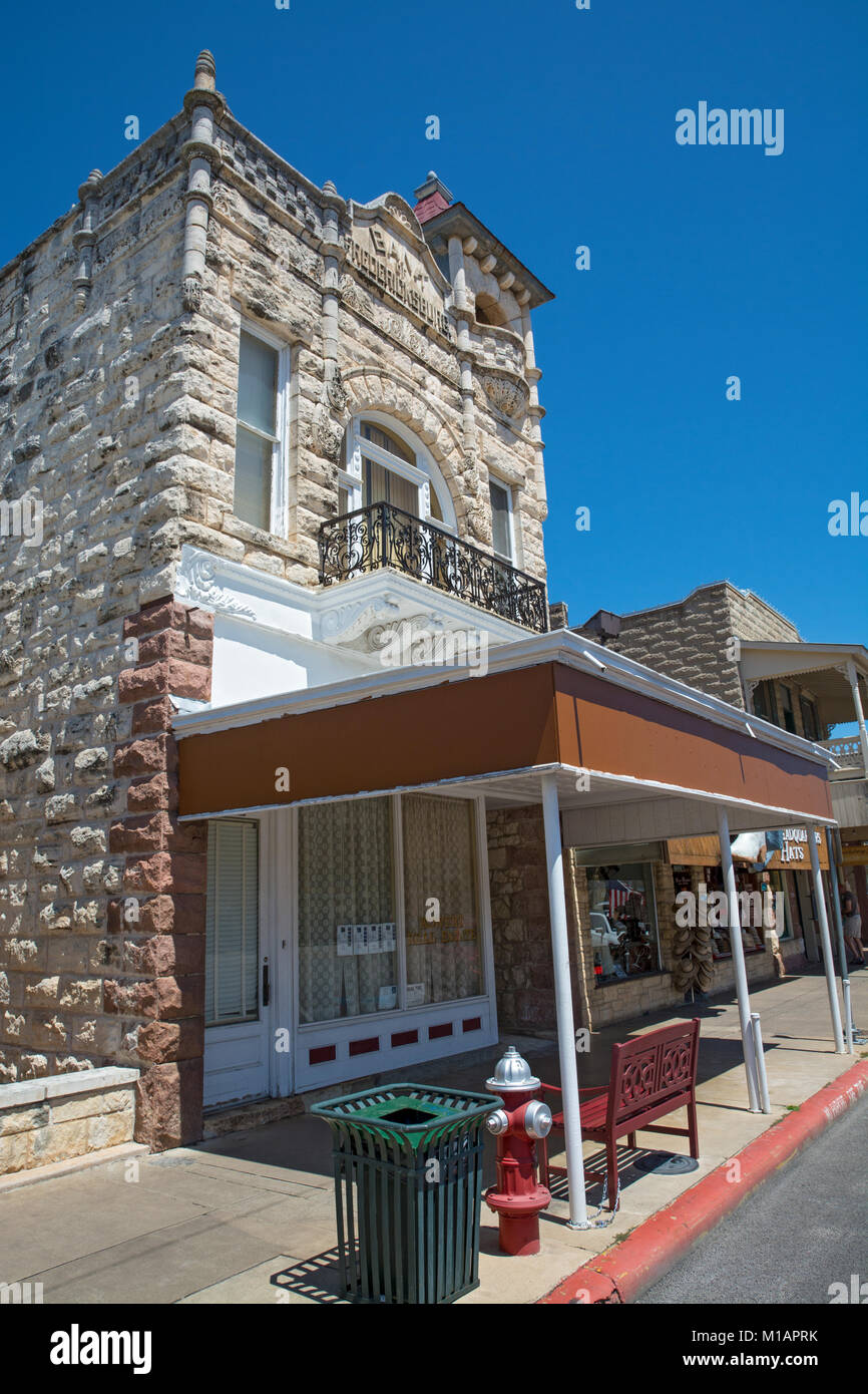 Texas, Hill Country, Bank of Fredericksburg circa 1889, Richardsonian Romanesque style, now a