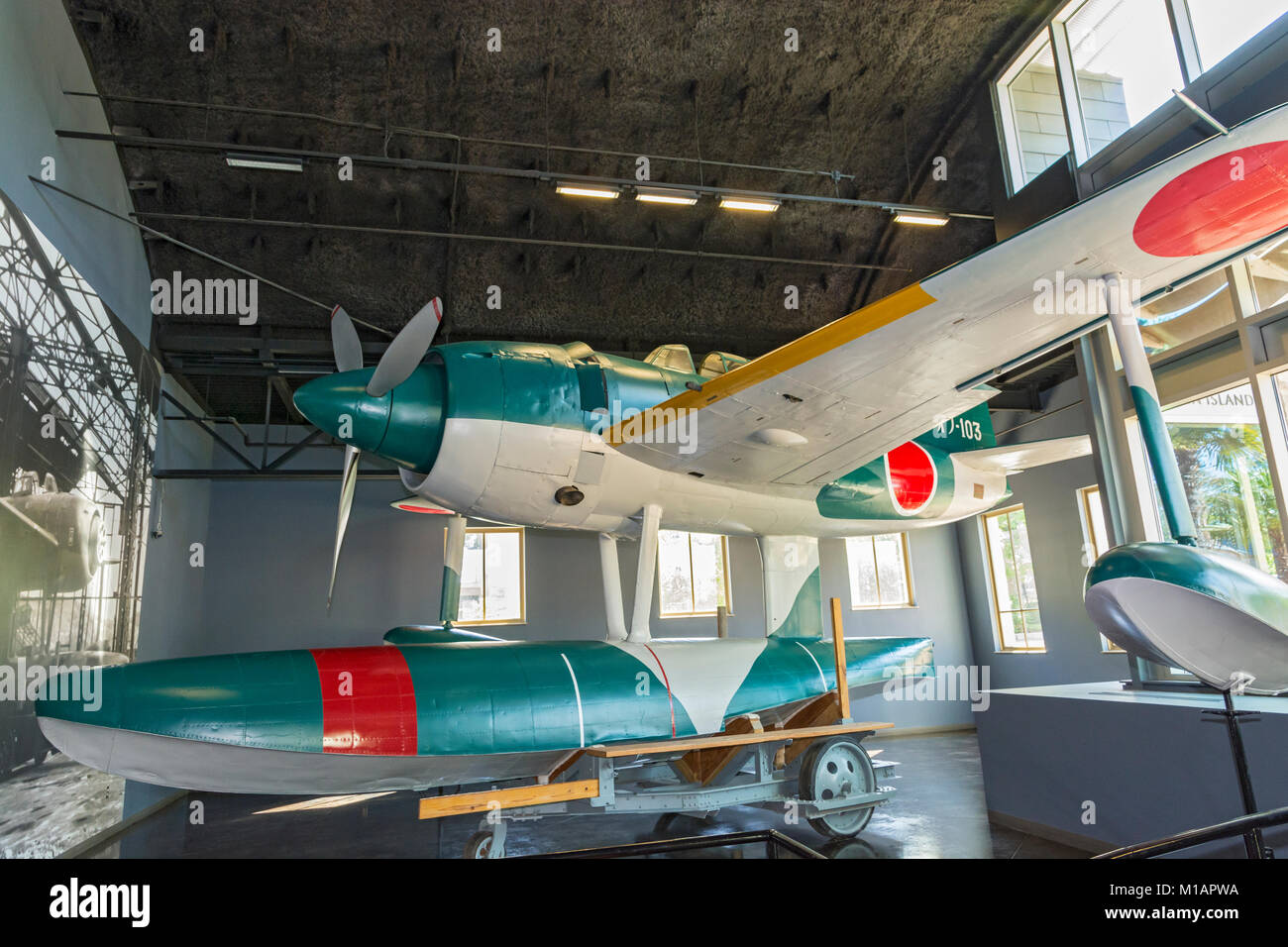 Texas, Hill Country, Fredericksburg, National Museum of the Pacific War, WWII Japanese Kawaniski N1K floatplane fighter Stock Photo