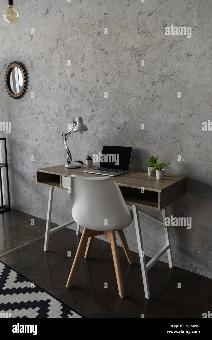workplace with laptop computer Stock Photo - Alamy
