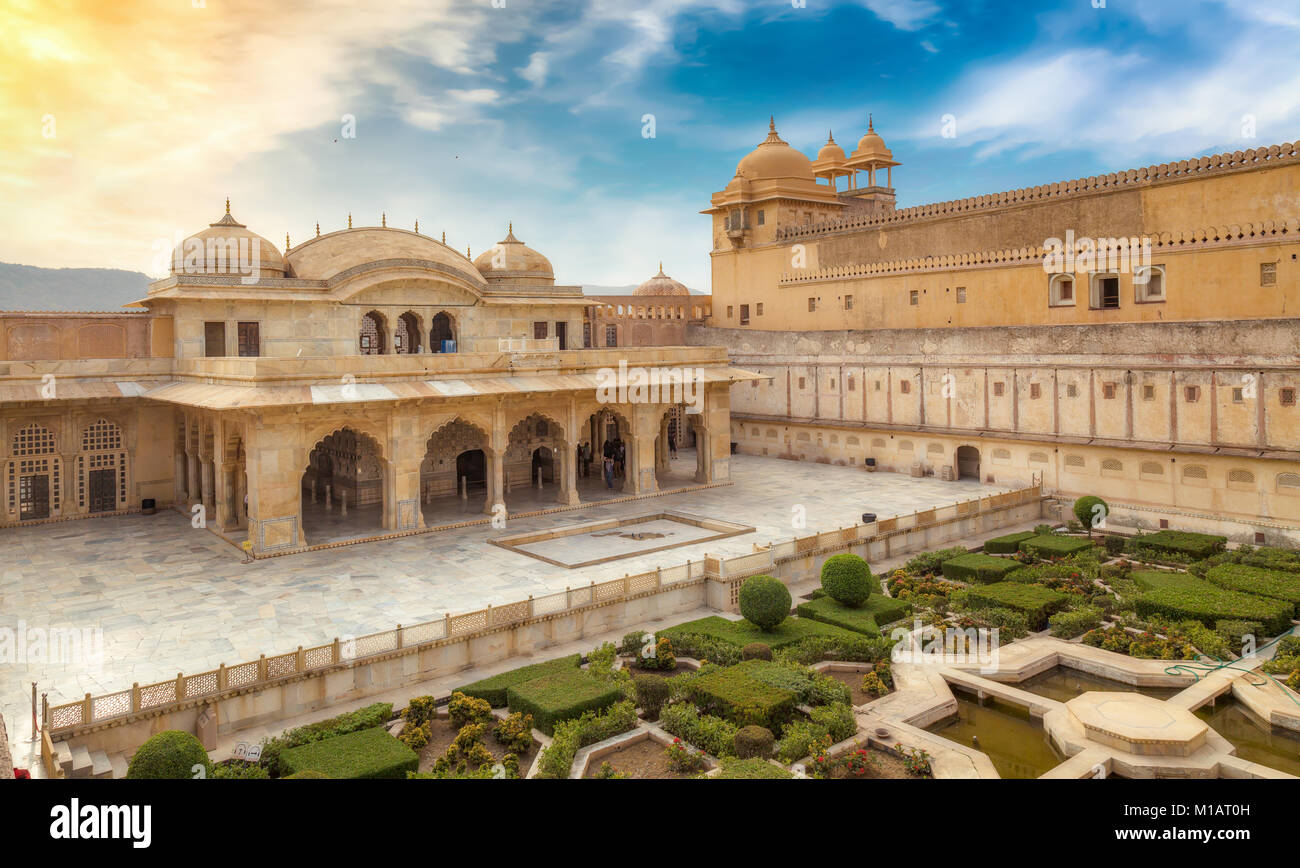 Amber Fort Jaipur royal palace architecture art work. Amer Fort is a ...