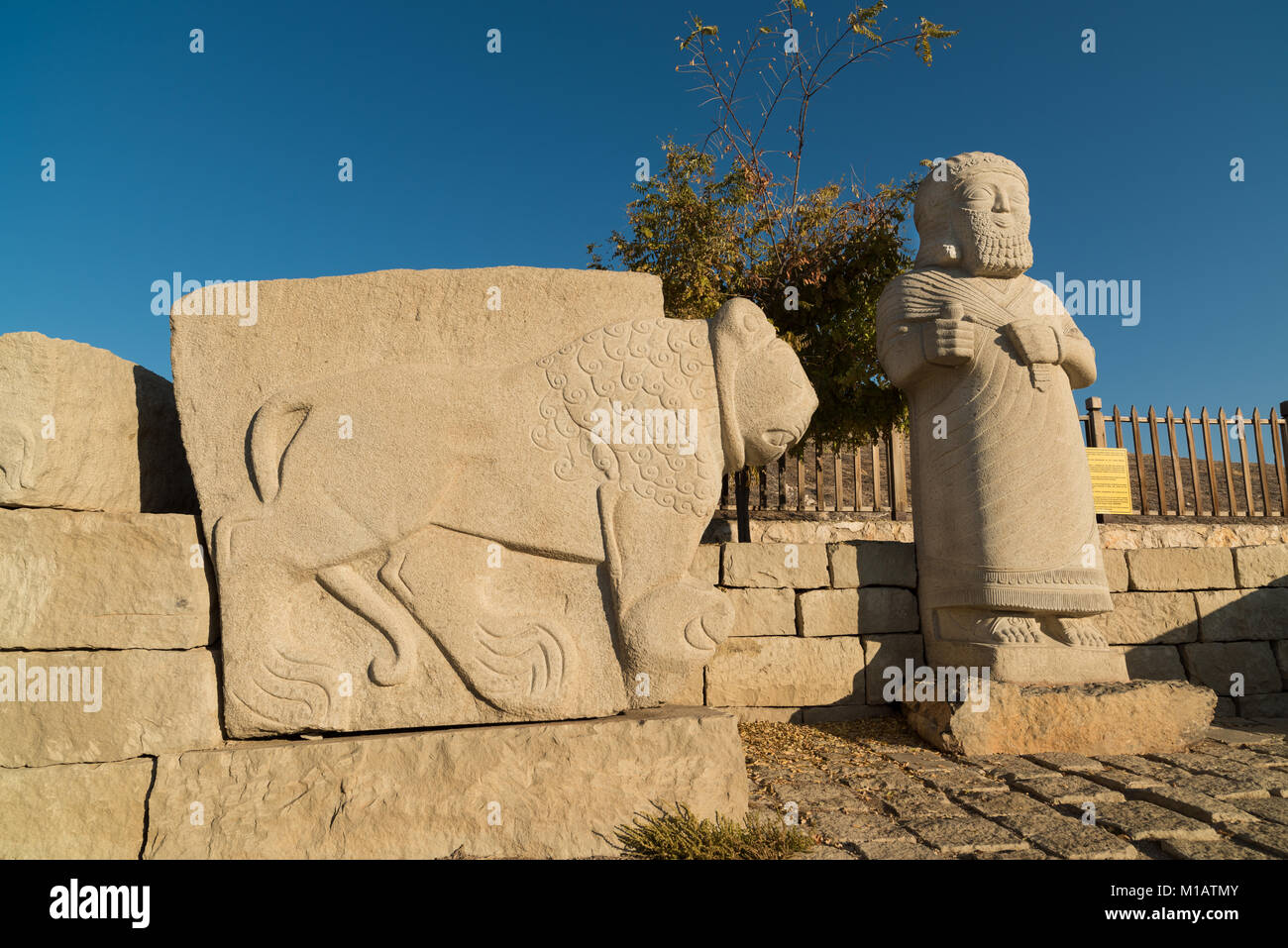 MALATYA - TURKEY - JANUARY 20, 2017; The remains of the historic Aslantepe. Malatya province history and tourist attractions. Prehistoric sculptures a Stock Photo