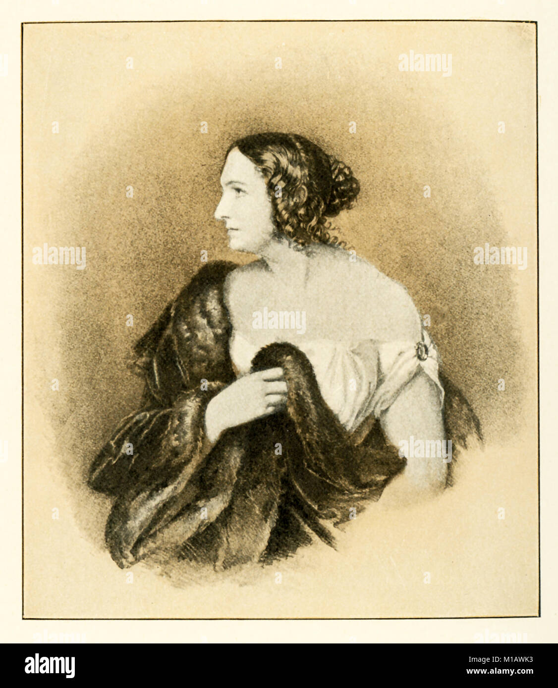 Wilhelmina Schroeder-Devrient (1804-1860) was one of the great dramatic singers and operatic tragediennces. Her greatest fame and triumph followed her appearance in Fidelio, her conception of which, was thoroughly approved of, even by the composer, Beethoven. She was connected with Dresden Opera for 20 years. On good terms with composers, including Wagner. Greatest triumphs came in German opera and she did much to make it popular. Voice was a mellow soprano. Stock Photo