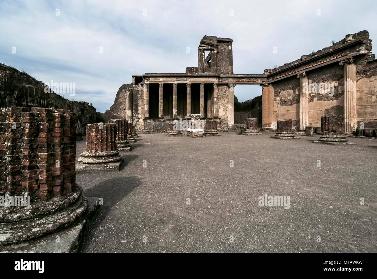 Ancient Pompeii. The Basilica was used both as a court Stock Photo