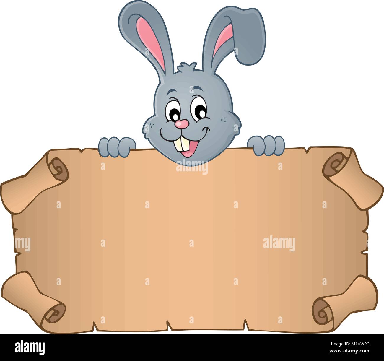 Lurking Easter bunny with parchment 1 - eps10 vector illustration Stock ...