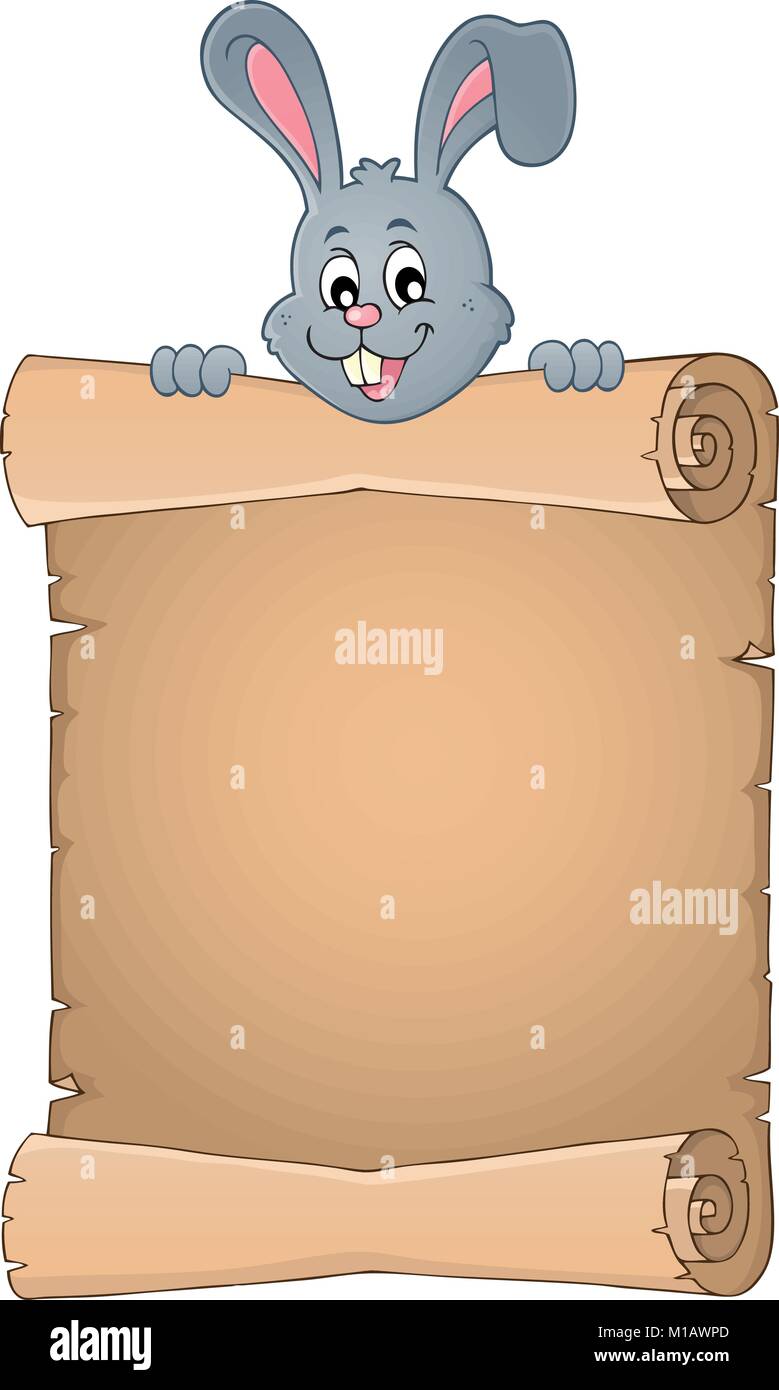 Lurking Easter bunny with parchment 2 - eps10 vector illustration Stock ...