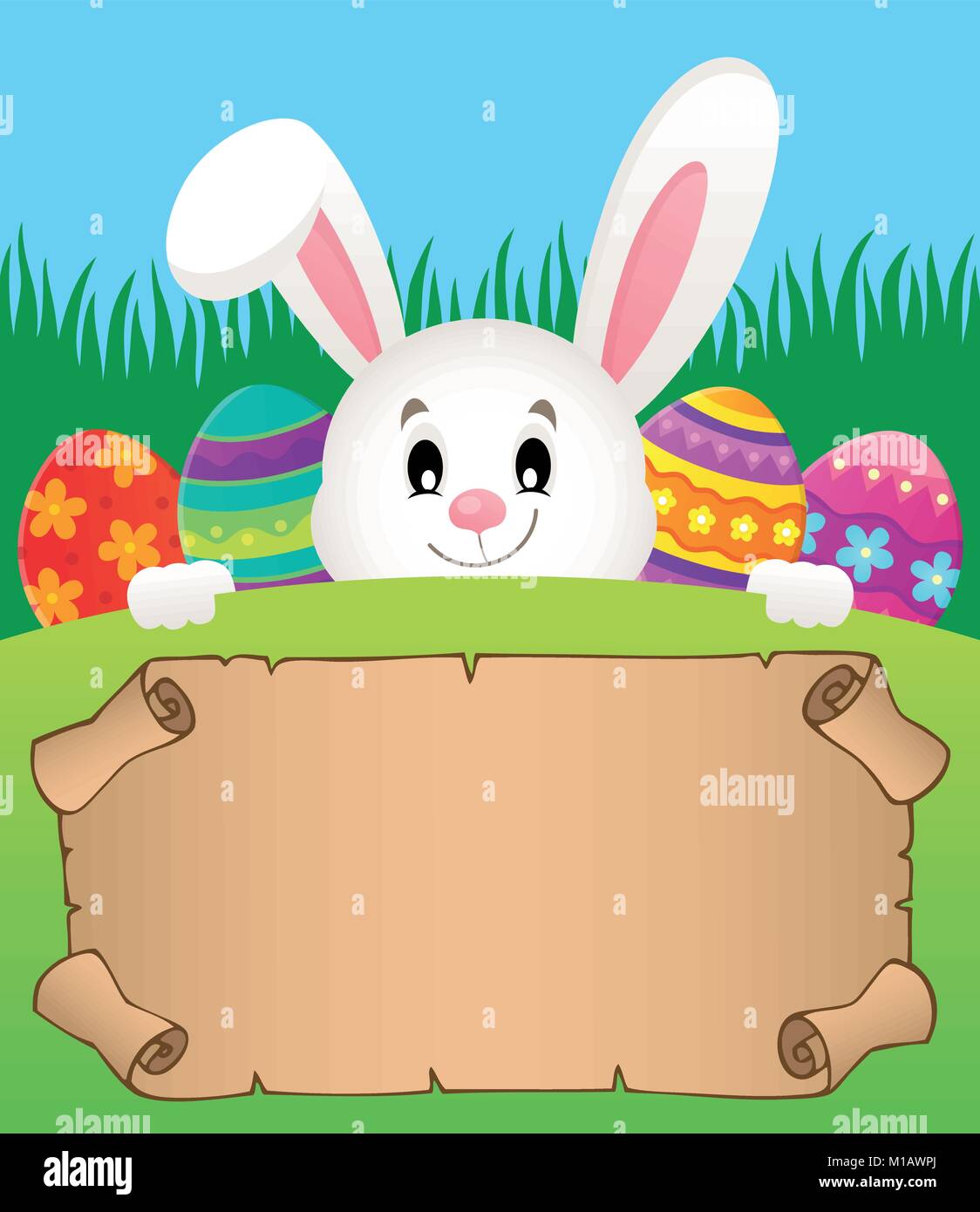Parchment and Easter bunny theme 2 - eps10 vector illustration Stock ...