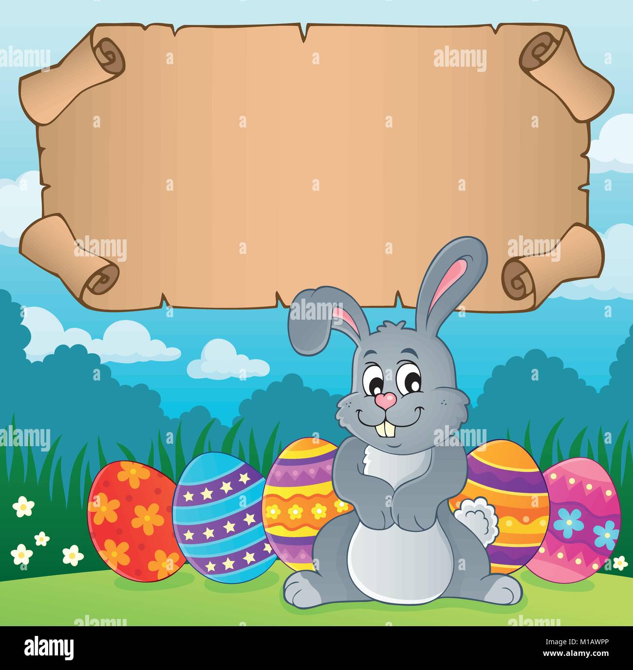 Parchment and Easter bunny theme 4 - eps10 vector illustration Stock ...