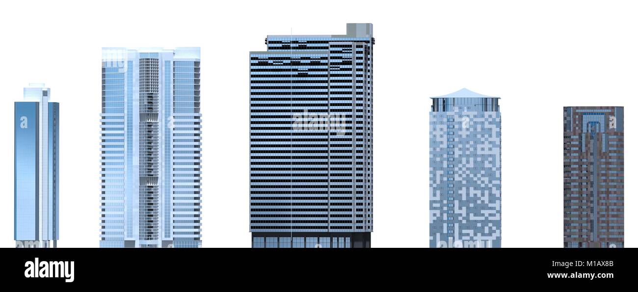 Skyscrapers 3D Illustration isolated on white background Stock Photo ...